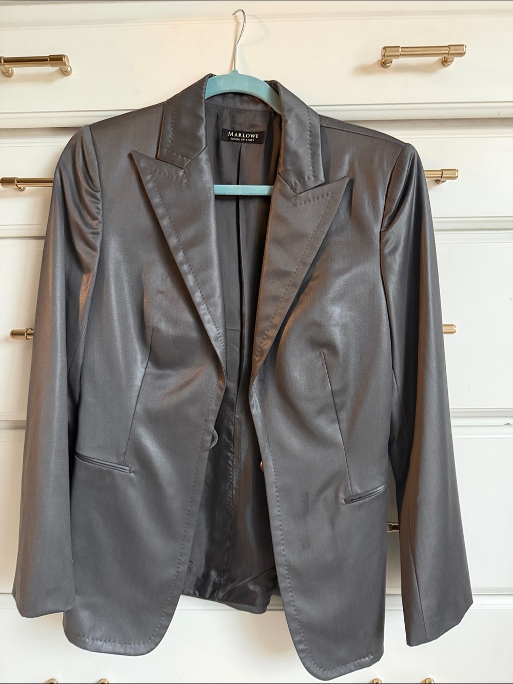 Marlow Satin-Finish Charcoal Gray Blazer